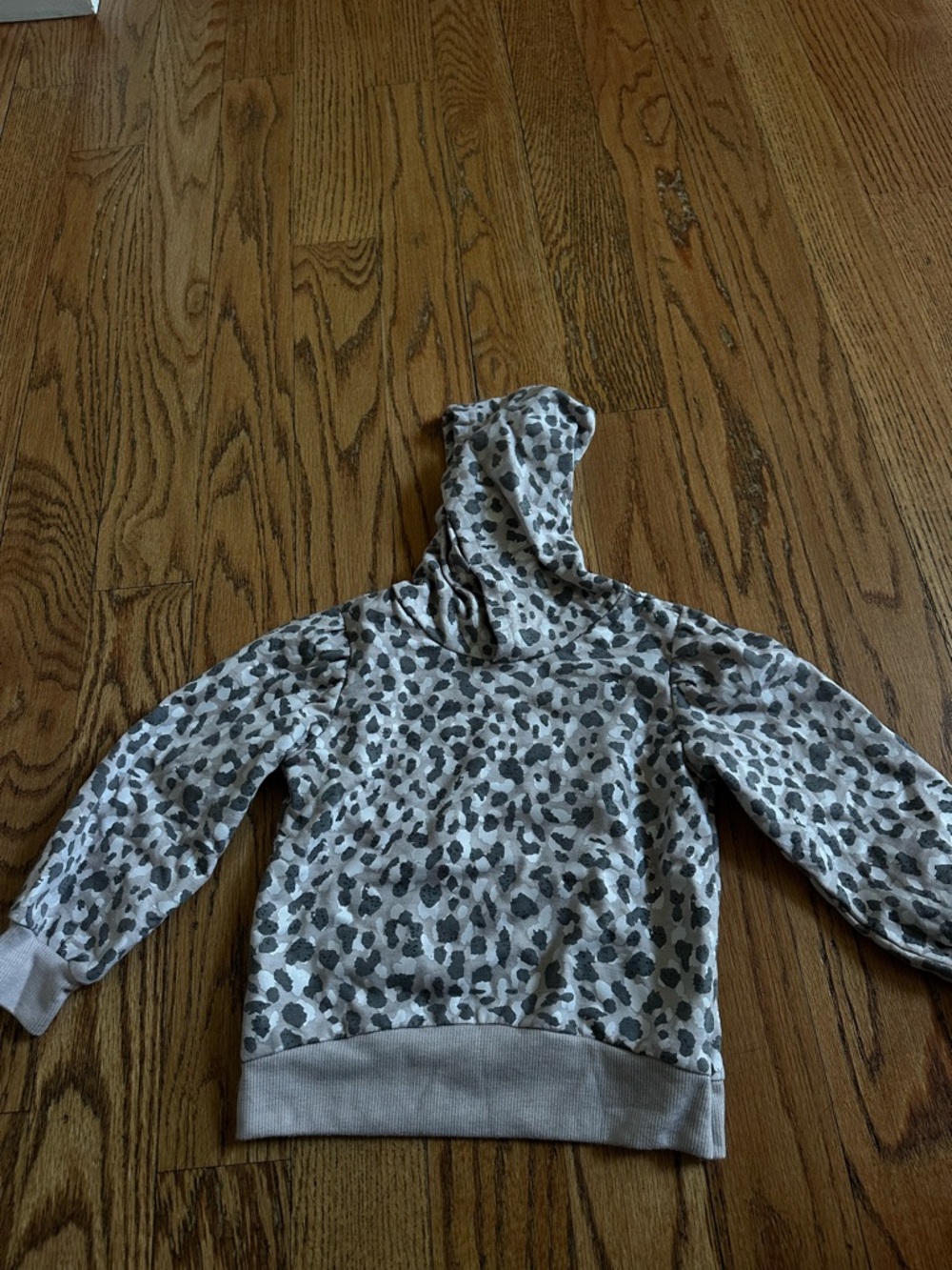 Jessica Simpson Girls' Gray Leopard Print Hoodie Sweatshirt